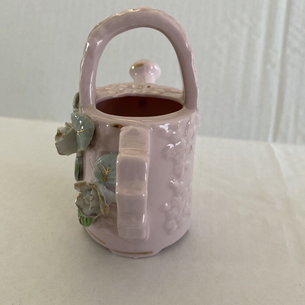 5” China Glass Watering Can, Pink‎ Floral, Miniature Vase, Trinket Bowel - Picture 4 of 6